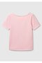 Women's Pink Cotton Blend Knitted Slim Fit Wide Collar T-Shirt - 4