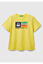 Boy's Yellow Benetton Logo Printed T-Shirt