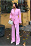 Women's Belted Jacket and Trousers Set Candy Pink - 3
