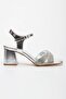 Women's Silver Cross Banded Stone Embroidered Evening Dress Shoes - 5