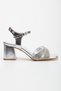 Women's 6 cm Thick Heeled Stone Open Front Evening Dress Shoes - 3