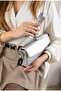 Gloria Model Silver Leather Women's Hand and Shoulder Bag - 3