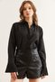 Women's Black Cuff Pleat Detail Shirt Gml- 19001275 - 3
