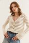 Women's Ecru Perforated 4 Button Cotton Content Seasonal Cardigan Hrk- 19000344 - 4