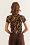Women's Leopard Stone Crew Neck Short Sleeve Leopard T-Shirt Tsh- 19000841 - 6