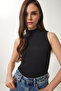 Women's Black Turtleneck Cotton Knitted Blouse GT00004 - 2