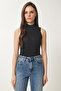 Women's Black Turtleneck Cotton Knitted Blouse GT00004 - 3