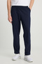 Men's Navy Blue-White Cotton Comfortable V-Neck Waist Elastic Pocket Pajamas Set - 3
