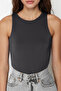 Antrasit Halter Yaka Vücuda Oturan Esnek Alttan Çıtçıtlı Örme Body TWOSS20BD0044 - 4