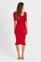 Women's Red Balloon Sleeve Skirt Flounced Seasonal Midi Dress Yi̇2244 - 6