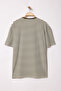 Haki-Ekru Çizgili Oversize/Geniş Kesim Dokulu T-Shirt TMNSS25TS00081 - 6