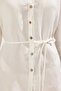 White Woven 100% Linen Tie-Up Beach Shirt Tbess25Go00015 - 7