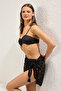 Siyah Örme Plaj Mini Pareo TBESS25PR00008 - 3