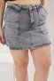Gray High Waist Denim Plus Size Shorts Skirt Tbbss25Ap00022 - 3