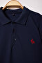 Navy Blue Large Size Regular Fit Embroidery Detailed Polo Collar T-Shirt Tmnss25Bp00002 - 5