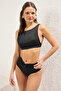 Siyah Halter Yaka Kaplı Bikini Üstü TBESS22BU0354 - 2