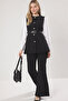 Black Button Detailed Vest-Pants Woven Bottom-Top Suit Tctss25Us00023 - 2