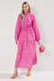 Fuchsia Floral Patterned Gimped Woven Dress Tctss25Eb00087