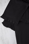Siyah Bisiklet Yaka Fırfır Detaylı 3'lü Set Pijama Takımı TBBSS25AI00093 - 10
