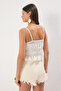 Ekru Dokuma Cut Out Detaylı Plaj Crop Bluz TBESS25BZ00004 - 4