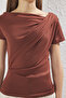 Kahverengi Büzgü/Drape Detaylı Fitted/Vücuda Oturan Örme Bluz TWOSS25BZ00278 - 3