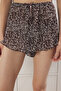 Leopar Kurdele/Fyonklu Piliseli Şortlu Dokuma Pijama Takımı THMSS25PT00319 - 5