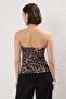 Çok Renkli Leopar Desenli Straplez Fitted Drapeli Dokuma Dokuma Bluz TWOSS24BZ00348 - 4