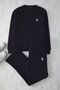 Lacivert Oversize/Geniş Kesim Geyik Nakışlı Örme Eşofman Takımı TEDAW25EM00006 - 5