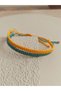 Unisex Set of 2 Knitted Yellow Water Green Macrame Bracelets, Friendship Bracelets, Gift Bracelets