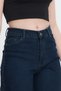 Dark Blue Stretch Fabric Wide-Leg Trousers 11104 - 4