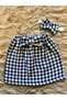 Bow Detailed Houndstooth Skirt and Bandana 2 Piece Set Girl Child Holiday