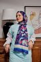 Leaf Pattern Light Blue Soft Cotton Shawl - 3