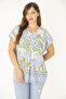 Women's Large Size Blue Collar Detailed Blouse 65N36918 - 7