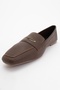Iridessa Brown Skin Genuine Leather Buckle Blunt Toe Women's Loafer Shoes - 3