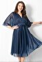 Glittery Tulle Evening Dress Navy Blue TBS902 - 5
