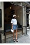 Denim Mini Denim Shorts Skirt with Cargo Pocket and Belt - 6