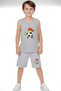 Soccer Player Printed Boys' Suspender T-Shirt and Shorts Top and Bottom Set