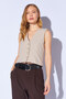 Stone V-Neck Classic Waist Cinch Button Vest |   Ek 100371432