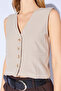 Stone V-Neck Classic Waist Cinch Button Vest |   Ek 100371432 - 4