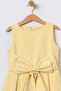Yellow Girls' Dress with Crepe Fabric, Thick Straps, Lined Inside, Flared Cut and Bow Detail 15694 - 2