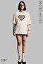 Women's Crew Neck Leopard Heart Printed Cotton Oversize Short Sleeve T-Shirt - 3