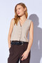 Stone V-Neck Classic Waist Cinch Button Vest |   Ek 100371432 - 6