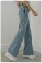 Pera Women's Snow Wash Blue High Waist Lycra Palazzo Wide Leg Jeans Jeans