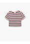 Crew Neck Short Sleeve Camisole Striped T-Shirt