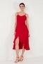 Belt and Button Detailed Flounce Regular Fit Midi Length Dress Dress 67810145 - 6