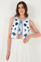 Lined Embroidery Embroidered Standard Fit Tie-Up Round Neck Crop Vest Vest 611Yl128 - 5