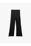 Viscose Fabric Straight Wide Leg Ribbed Trousers - 4