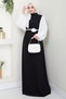 Rose Belt Sleeves Chiffon Evening Dress Black Hm2666