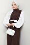 Rose Belt Sleeves Chiffon Evening Dress Brown Hm2666 - 2