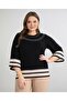 Women's Large Size Stylish Blouse with Stone and Tulle Detail on the Neckline